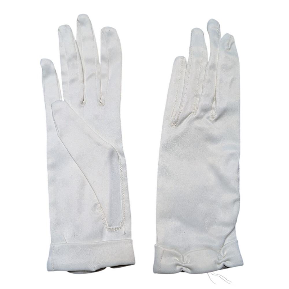 Vintage Migafab Creation Large Stretch Satin White Short‎ Ladies Gloves